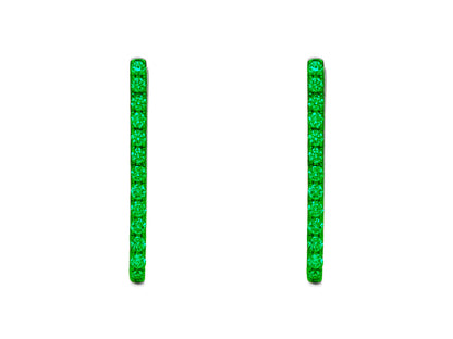 14k White Gold Emerald Paperclip Hoop Earrings
