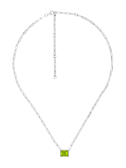 14k White Gold Peridot Necklace