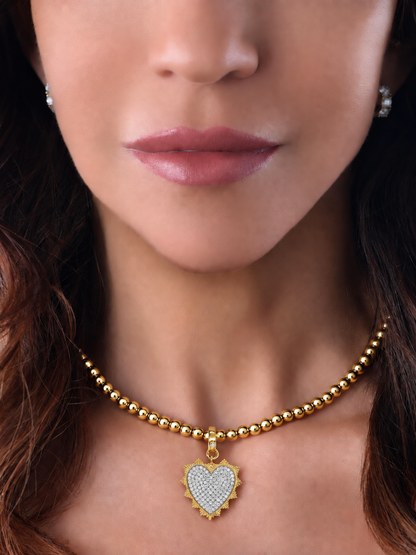 14k Yellow Gold Large Beaded Chain Necklace