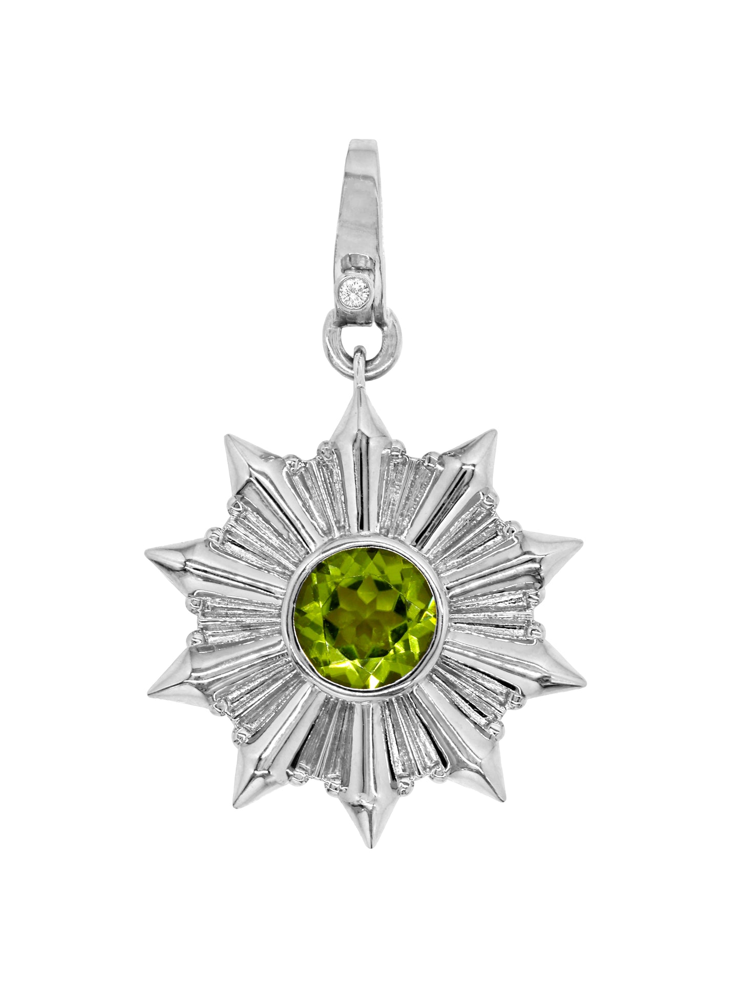 14k White Gold Peridot/Diamond Star Lobster Clasp Charm