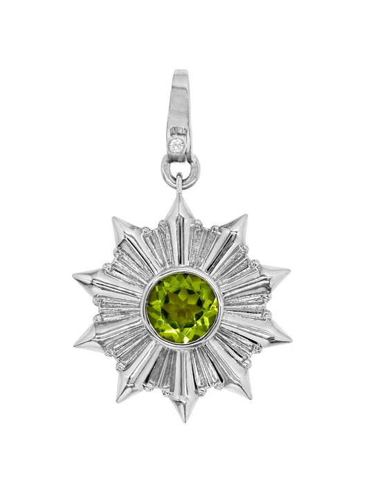 14k White Gold Peridot/Diamond Star Lobster Clasp Charm