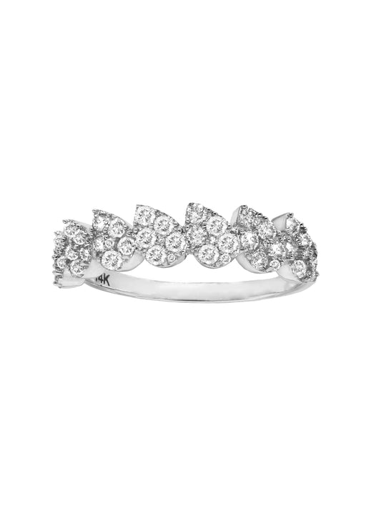 14k White Gold Diamond Seven Row Pear Ring