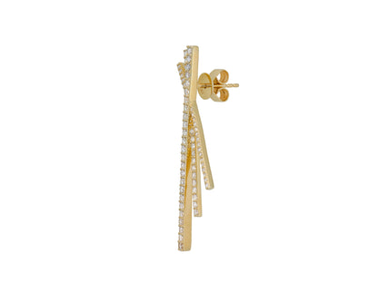 14k Yellow Gold Diamond Stick Earrings