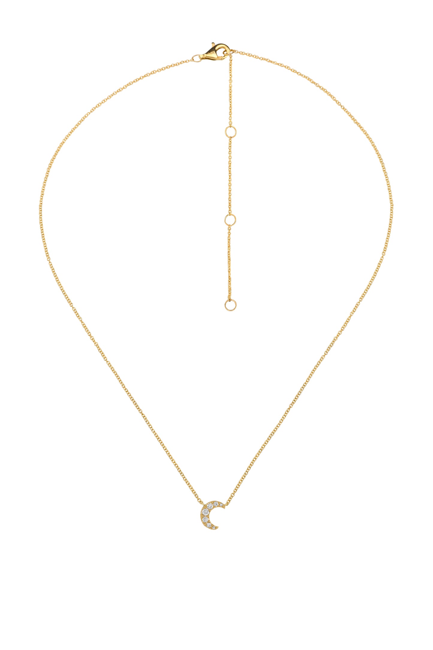 14k Yellow Gold Diamond Half Moon Necklace