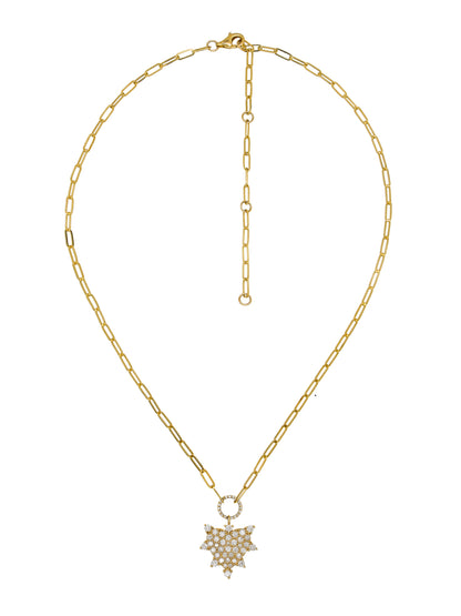14k Yellow Gold Diamond Heart Paperclip Necklace