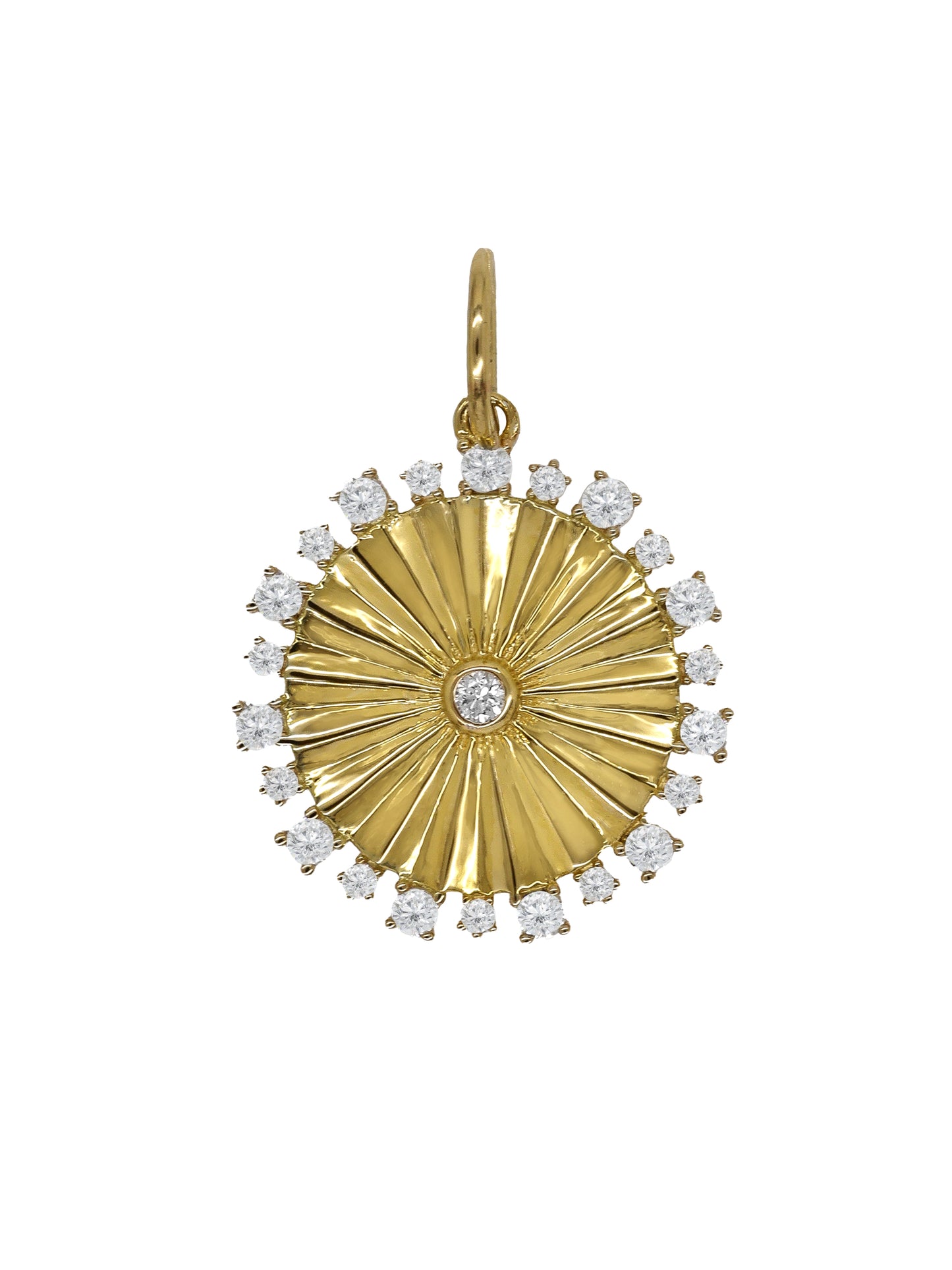 14k Yellow Gold Diamond Fan Charm