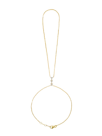 14k Yellow Gold Diamond Triangle Cluster Hand Chain