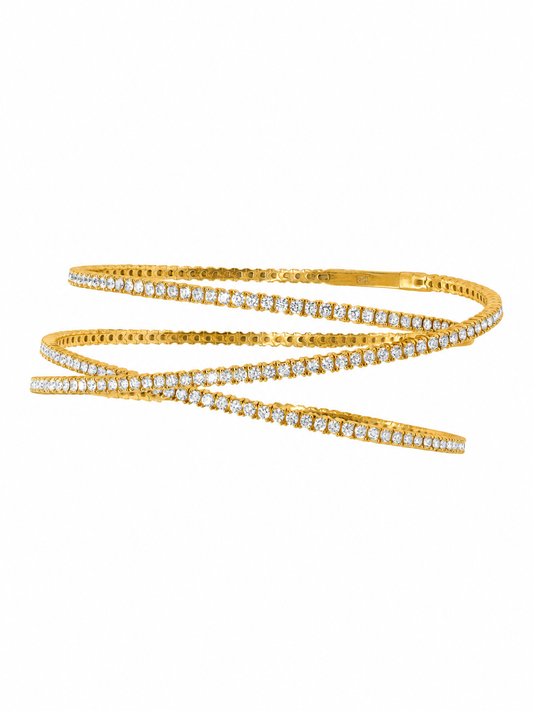 14k Yellow Gold Diamond Triple Flexible Bangle