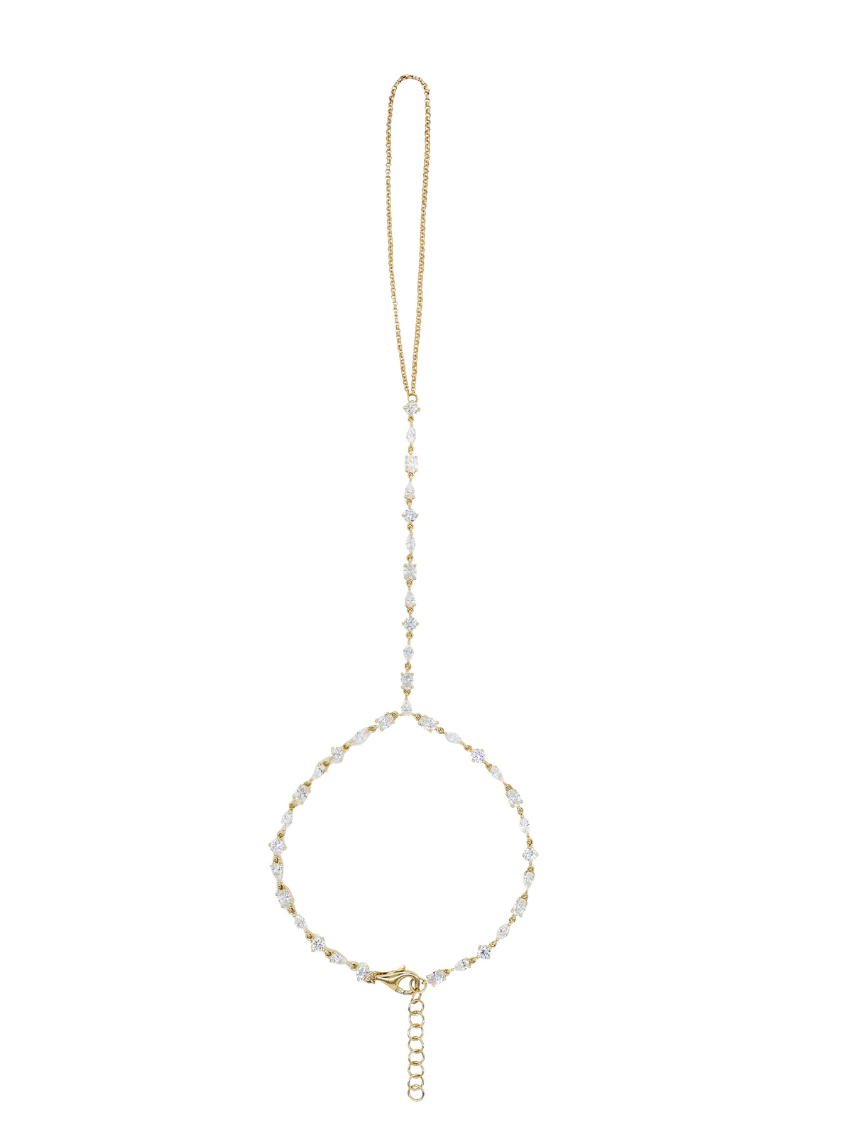 14k Yellow Gold Lab Diamond Multi-Shape Hand Chain