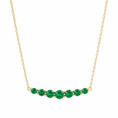 14k Yellow Gold Lab Emerald Bar Necklace
