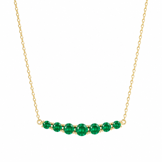 14k Yellow Gold Lab Emerald Bar Necklace