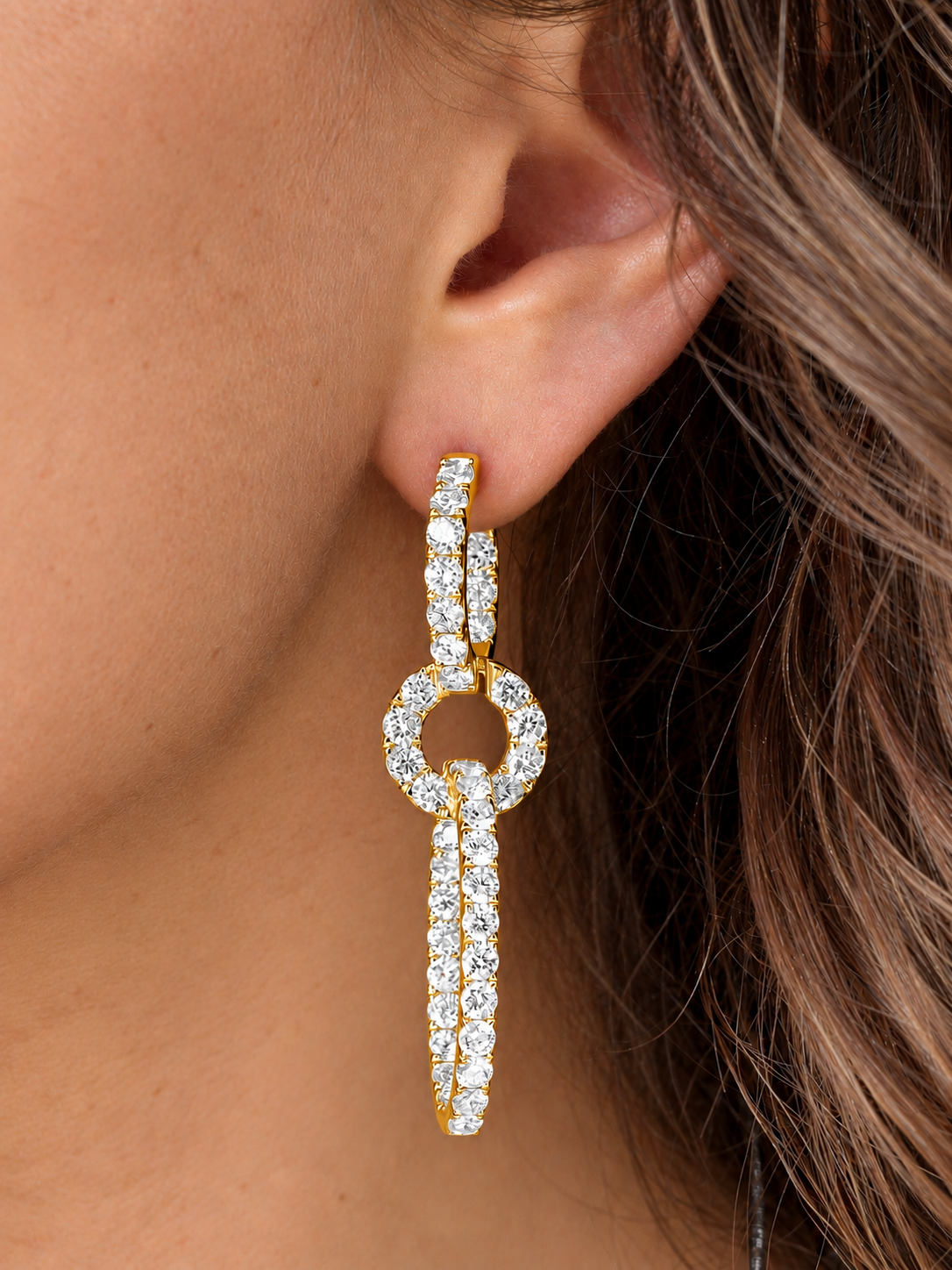 14k Yellow Gold Lab Diamond Multi Drop Earrings