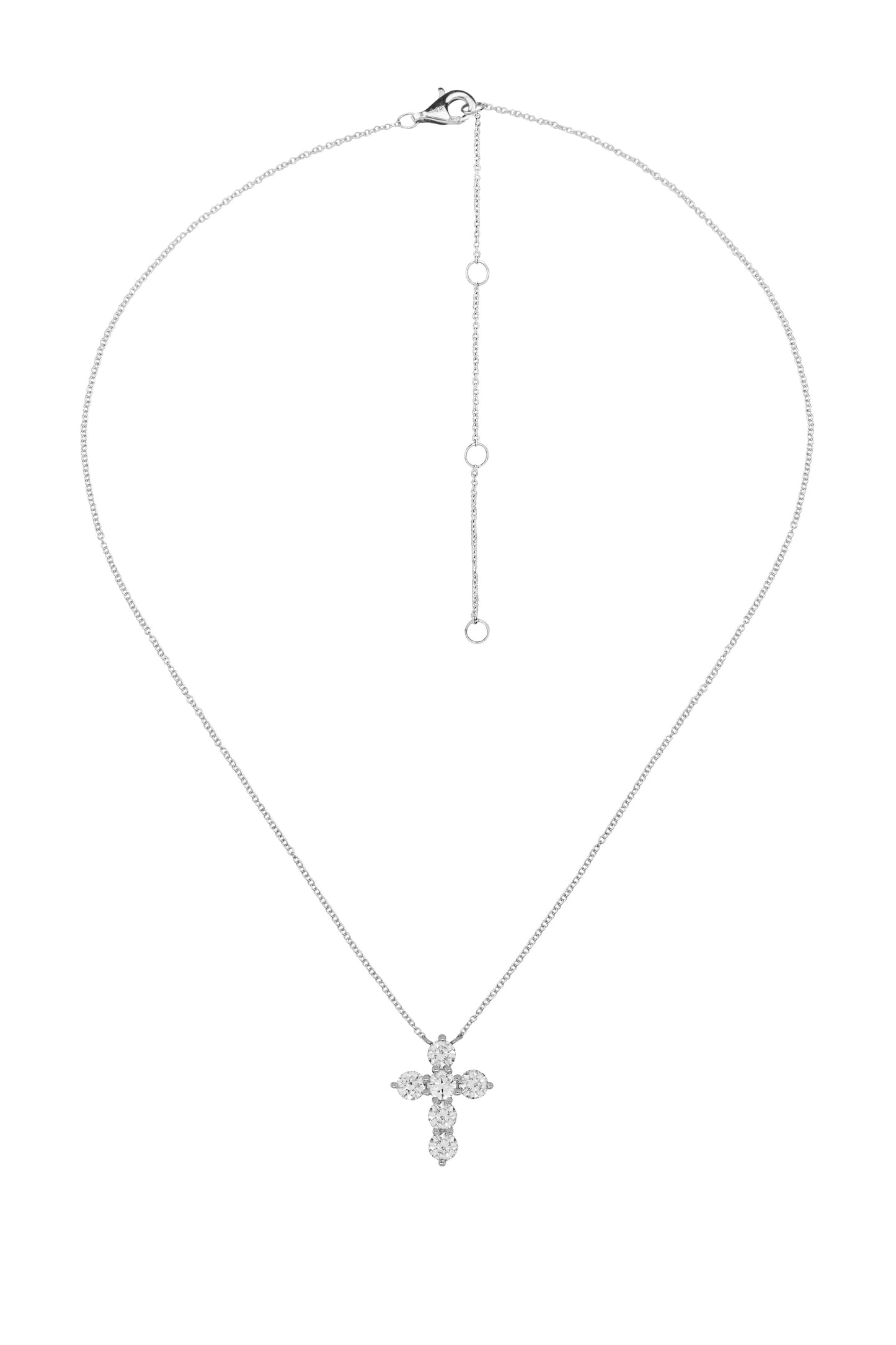 14k White Gold Lab Diamond Cross Necklace
