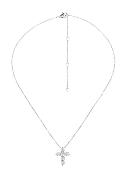 14k White Gold Lab Diamond Cross Necklace