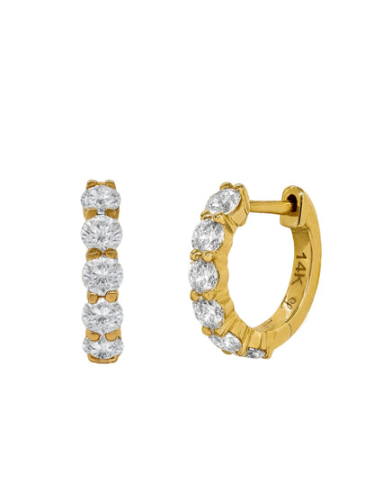 14k Yellow Gold Lab Diamond Huggie