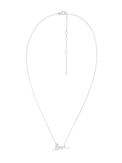 14k White Gold Diamond Love Necklace