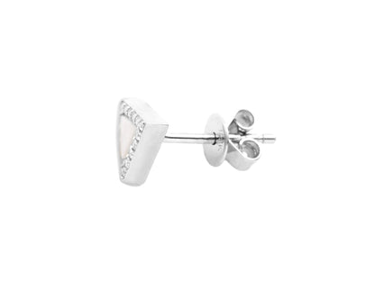 14k White Gold Diamond Mother of Pearl Triangle Earrings