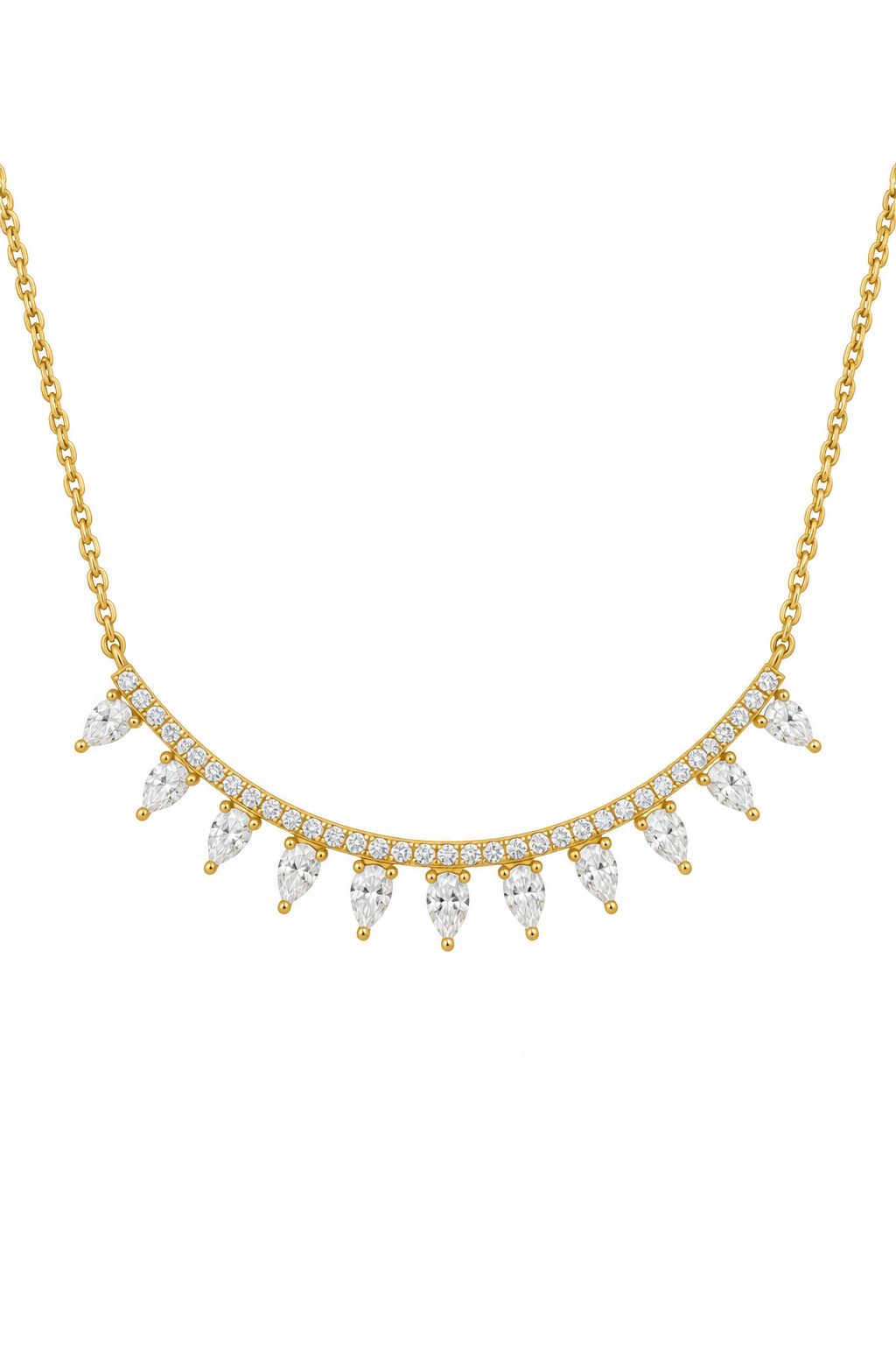 14k Yellow Gold Lab Diamond Bar Pear Necklace