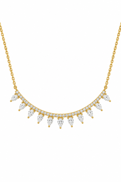 14k Yellow Gold Lab Diamond Bar Pear Necklace