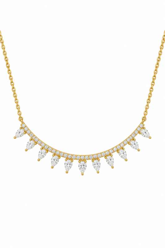 14k Yellow Gold Lab Diamond Bar Pear Necklace