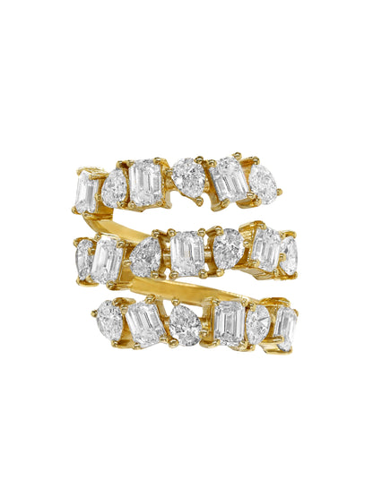14k Yellow Gold Lab Diamond Triple Wrap Ring