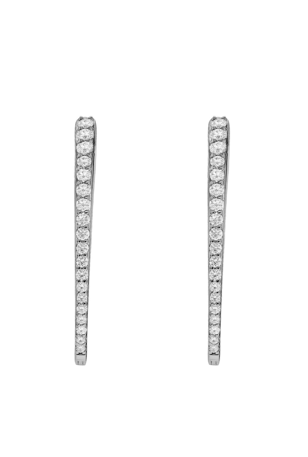 14k White Gold Lab Diamond Large V Hoop Earrings