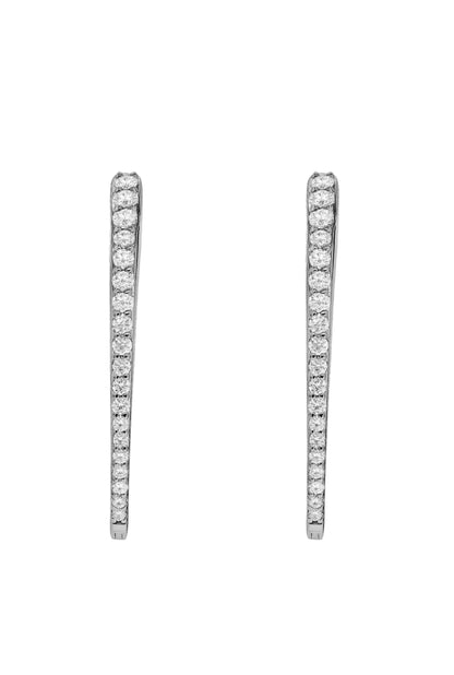 14k White Gold Lab Diamond Large V Hoop Earrings