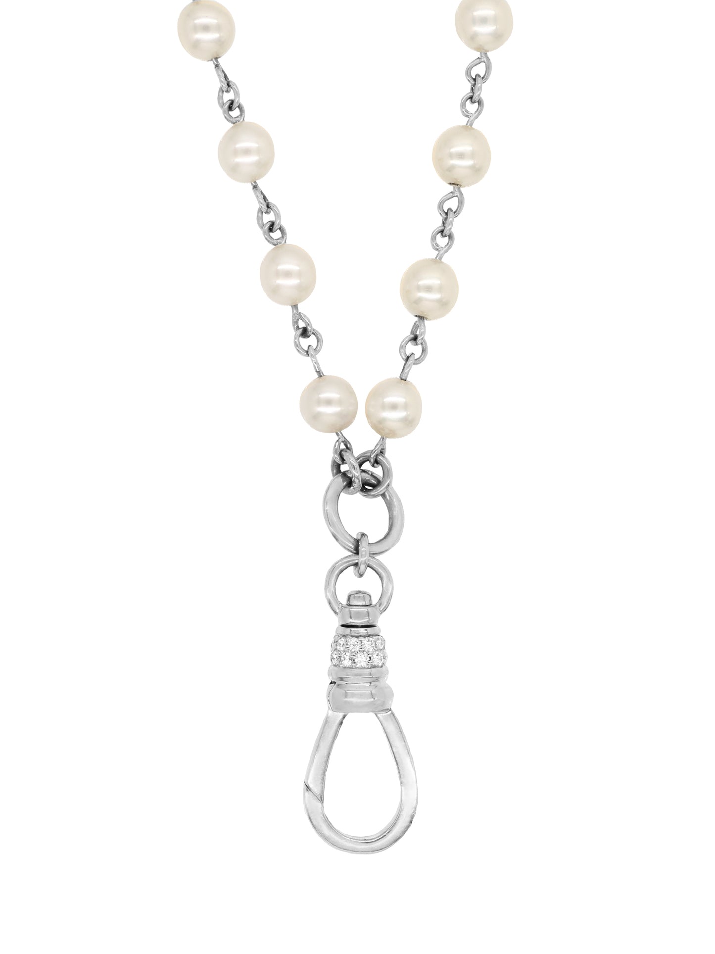 14k White Gold Pearl Wrap Charm Necklace