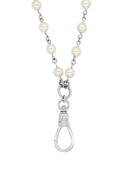 14k White Gold Pearl Wrap Charm Necklace