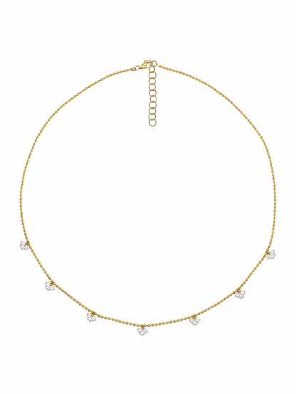 14k Yellow Gold Lab Diamond Flower Drop Necklace