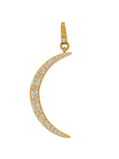14k Yellow Gold Lab Diamond Large Half Moon Lobster Clasp Charm