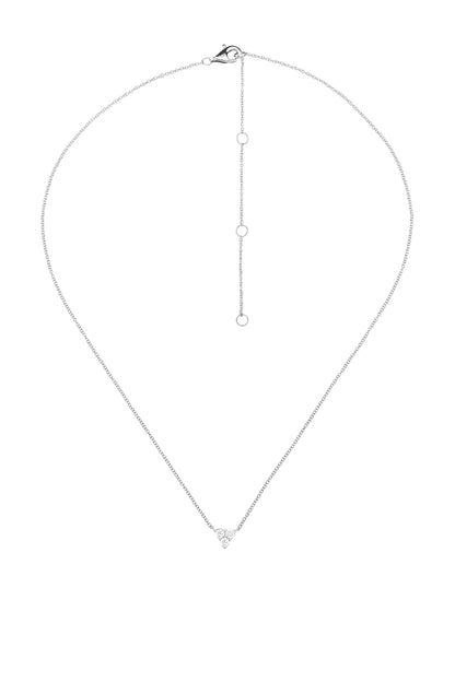 14k White Gold Diamond Triangle Cluster Necklace