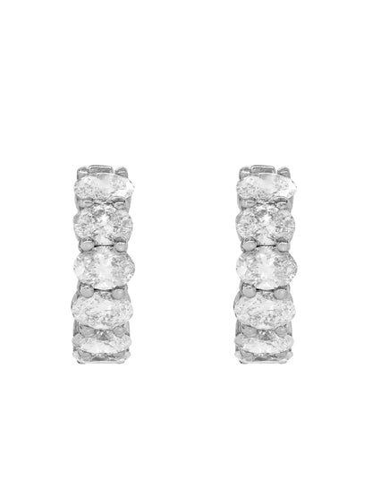 14k White Gold Lab Diamond Hoop Earrings