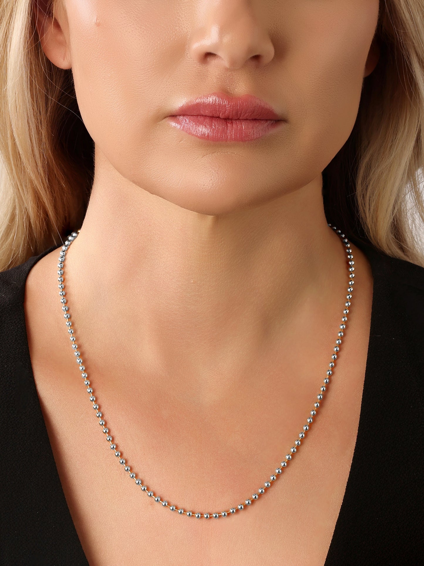 14k White Gold Ball Chain Necklace