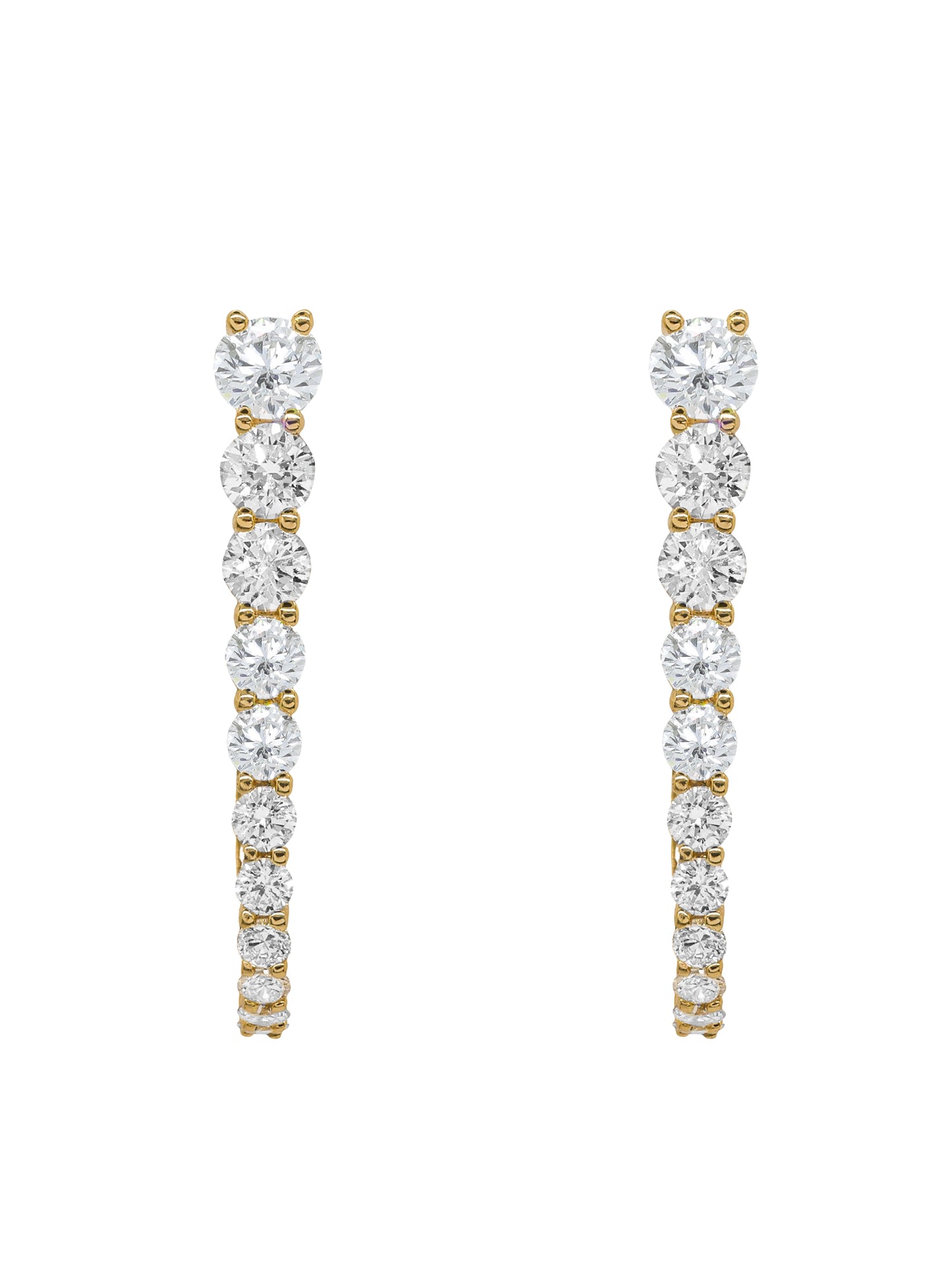 14k Yellow Gold Lab Diamond Graduated Paperclip Hoop Earrings