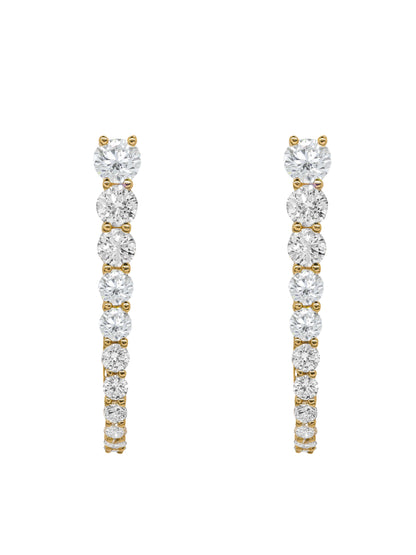 14k Yellow Gold Lab Diamond Graduated Paperclip Hoop Earrings