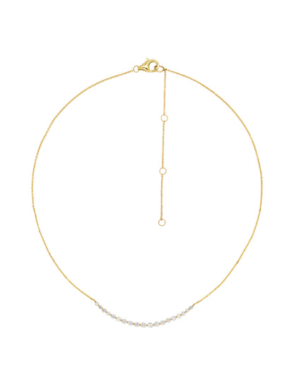 14k Yellow Diamond Curved Round Necklace