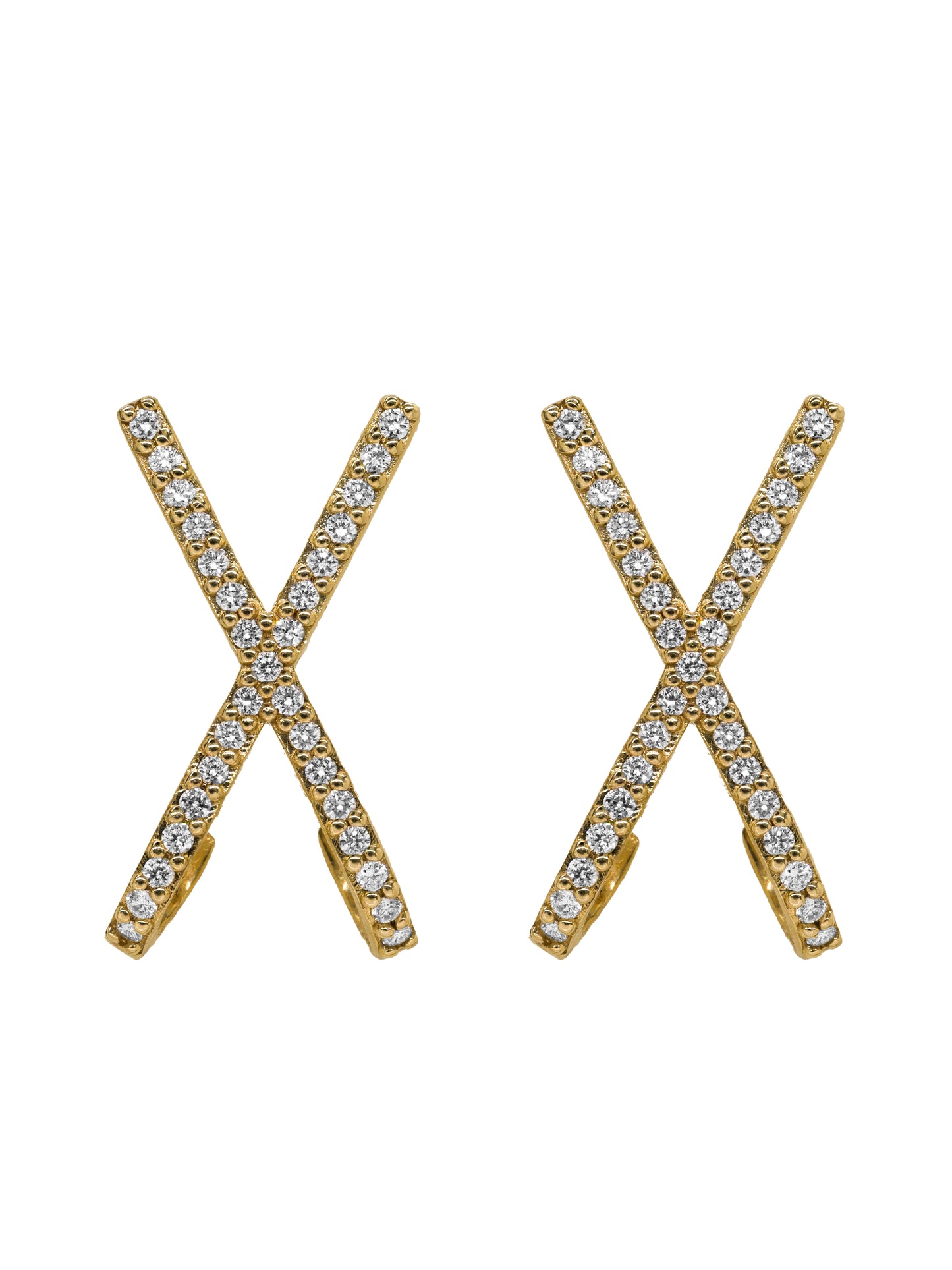 14k Yellow Gold Diamond X Earrings