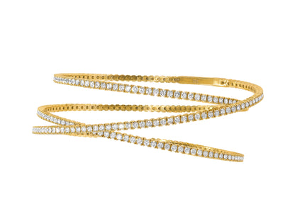 14k Yellow Gold Diamond Triple Flexible Bangle
