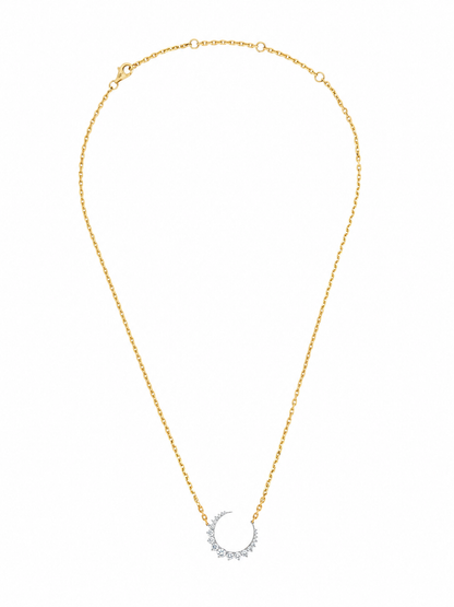 14k Yellow Gold Diamond Half Moon Necklace