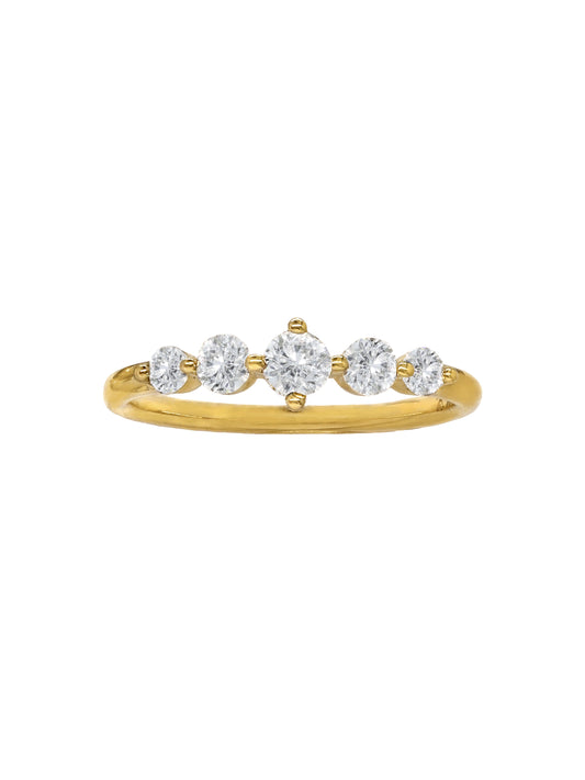 14k Yellow Gold Lab Diamond 5 Row Band Ring