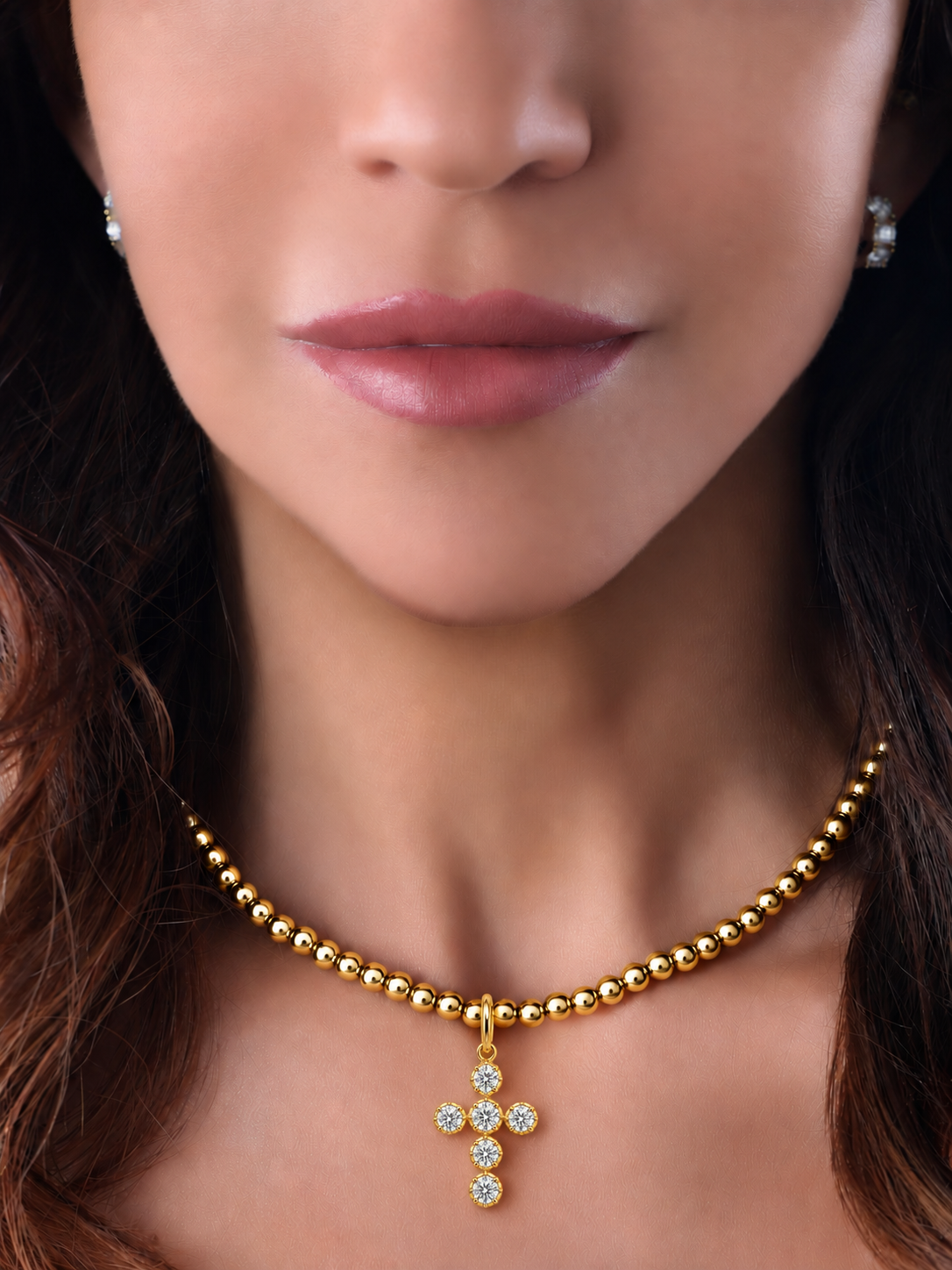 14k Yellow Gold Large Beaded Chain Necklace