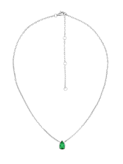 14k White Gold Lab Emerald Necklace