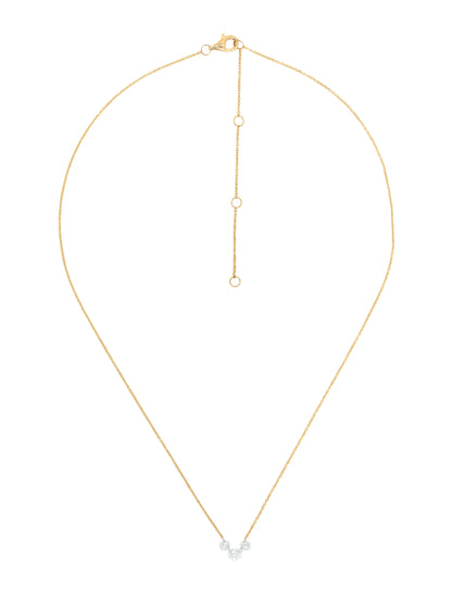 14k Yellow Gold Drill Diamond Trio Necklace