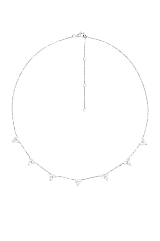 14k White Gold Diamond Triangle Necklace