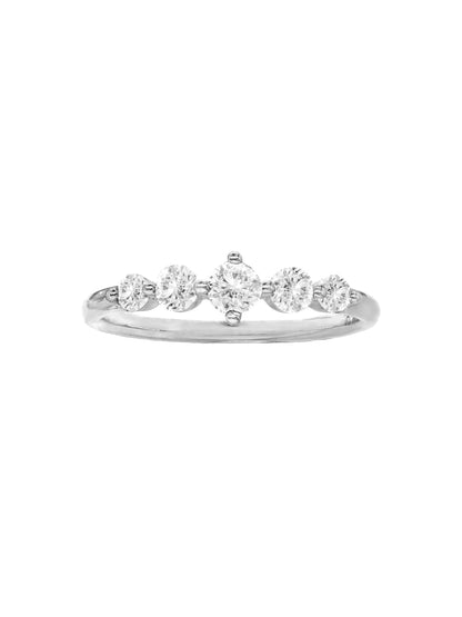 14k White Gold Lab Diamond 5 Row Band Ring