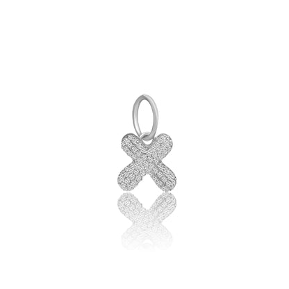 14k White Gold Diamond Bubble Letter Charm