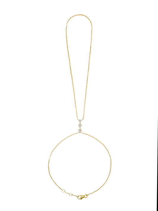 14k Yellow Gold Diamond Triangle Cluster Hand Chain