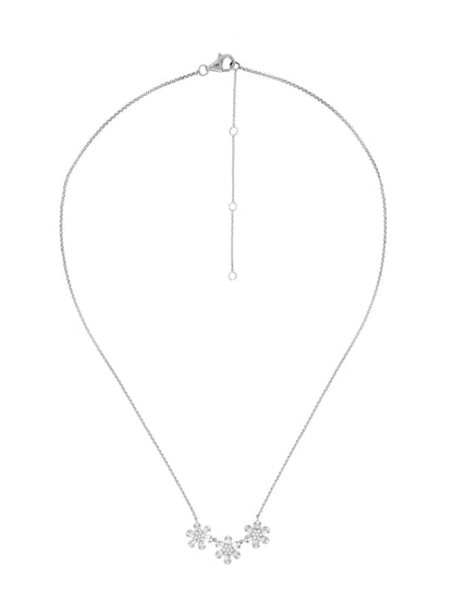 14k White Gold Diamond Baguette Daisy Necklace