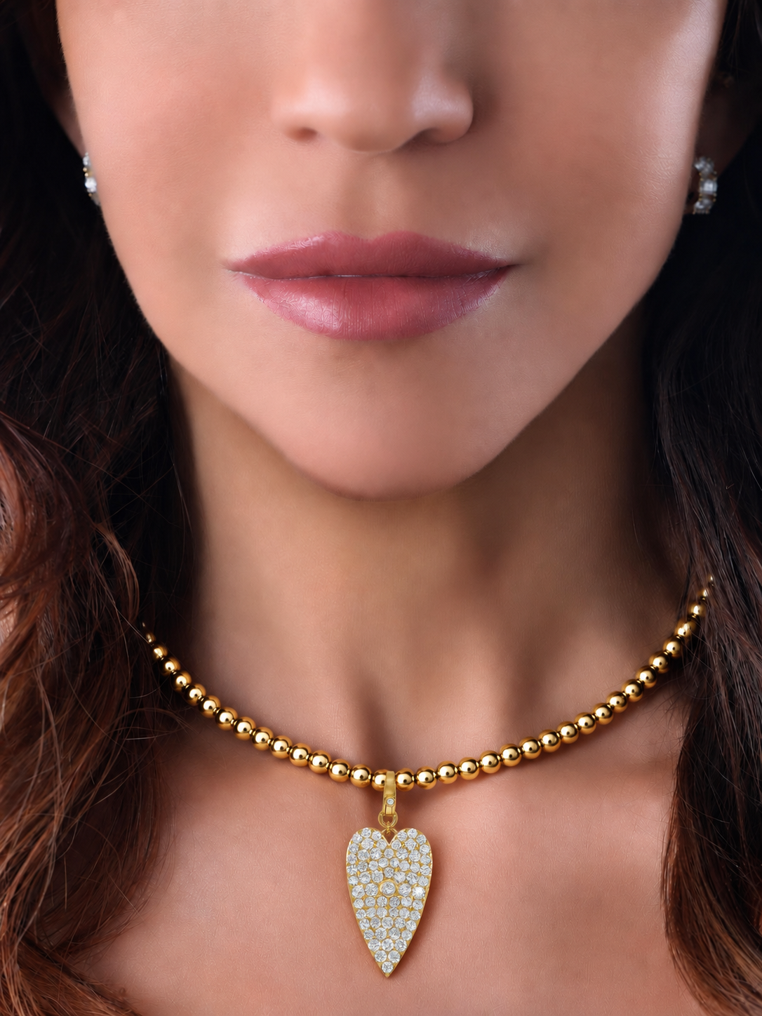 14k Yellow Gold Lab Diamond Large Heart Lobster Clasp Charm
